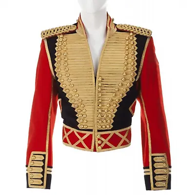 New Men's Costume Michael Jackson Hussar Black/Red Wool Short Military Jacket • $270.10