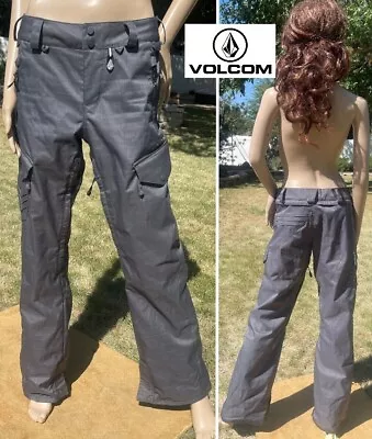 VOLCOM Sniper Cargo Ski Snowboard Pant Waterproof Zip Vents Heather Gray Women S • $46.80