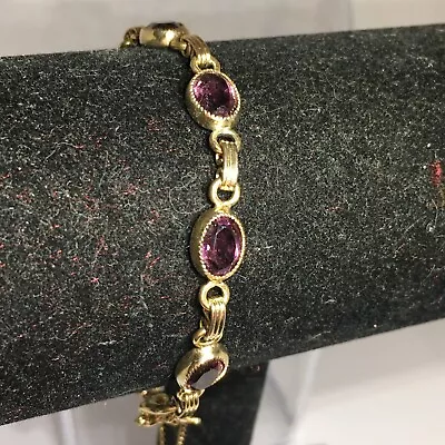 VNTG MARQUISE CUT RHODOLITE GARNET BRACELET IN 12kt GF -7 INCH • $56.25