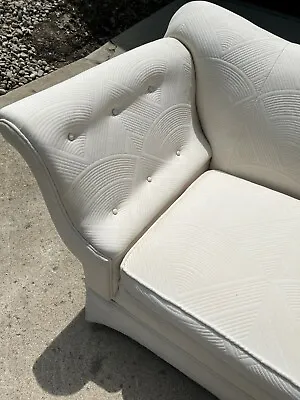 Vintage Art Deco Nouveau Fan Upholstery Rolled Arm Sofa Hollywood Regency • $2195