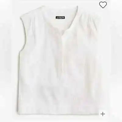 J. Crew Cora White Soft Gauze Sleeveless Henley Top Nwot Xxs/xs/s Nwot $85 • $19.99