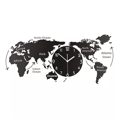 £32.02 • Buy World Clock Map Wall Clock Non Ticking Silent Mute Wall Clock Map Wall Clockos D