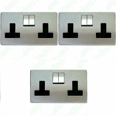 3 X Crabtree 7316/SC Platinum Screwless Low Pro Switch Sockets Outlet 13A 2 Gang • £60.50