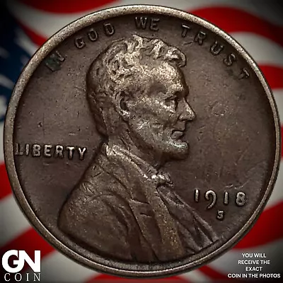 1918 S Lincoln Cent Wheat Penny X2598 • $3