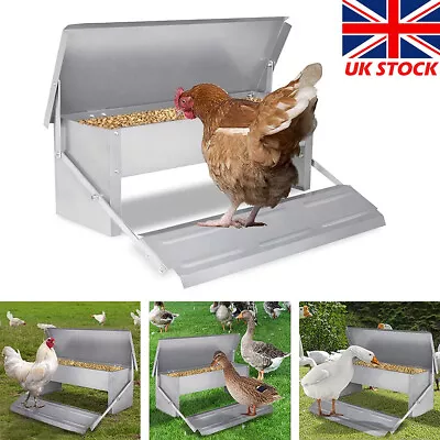 Automatic Treadle Chicken Feeder Poultry Self Opening Ratproof Waterproof Metal • £23.50