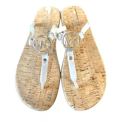 Michael Kors Sandal Silver Jelly Thong Slide Flip Flop Women's Size 10 • $34.99