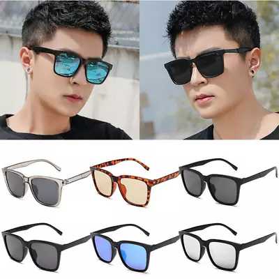 Classic Black Sunglasses Men Women Mirrored Lens Vintage Retro Fashion 80s UV400 • $13.19