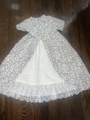 Vtg 80s Dress Floral Lace Cottage Core Ruffle Memories By Jo Lene USA Girls 4t • $19