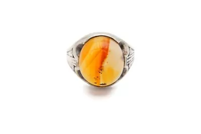 Vintage Sterling Silver 925 Agate Ring Size 10.75 Mens • $116.99