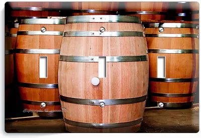 New Oak Wood Wine Barrels Italian Winery Cellar 3 Gang Light Switch Plates Decor • $24.17