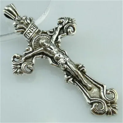 LARGE CROSS CRUCIFIX ITALY JESUS Pendant 925 STERLING SILVER 24   Necklace Men  • $14.88