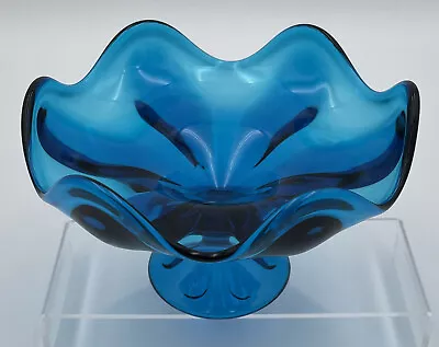 Blunique Viking Glass Epic 6 Petal Compote Pedestal Bowl #1434 7  Wide VTG MCM • $34