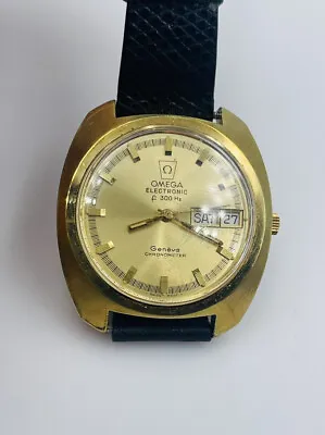 Omega Electronic F300Hz Geneve Chronometer Vintage Gold Plated Men's Watch • $1090.95