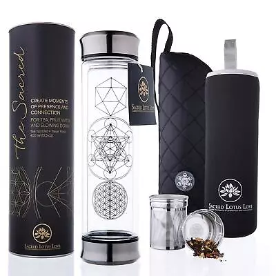 Double-Walled Glass Tea Infuser Bottle - Portable Travel Mug With Strainer An... • $41.93