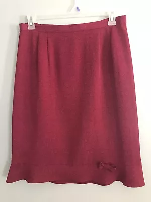 Kellwood Women’s Burgundy Straight Pencil Peplum Skirt Bow Detail Zipper Size 12 • $7.49