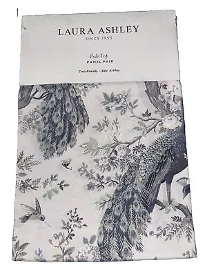Laura Ashley Belvedere Peacock Bird  Floral Window Curtains Panel Drapes 38x84 • $69.99