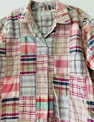 Liz Claiborne Woman By Elisabeth Plus Size 16W Madras Print Plaid Shirt Top • $16