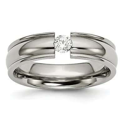 Titanium 6mm .25ct Diamond Mens Wedding Ring Sz 11.5 • $246.21