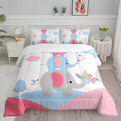 Kids Comforter Set Queen SizeCute Elephants Bedding Set For Kids Girls Boys ... • $104.18
