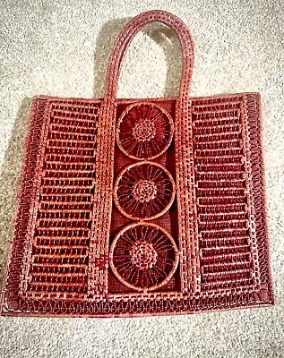 Vintage Magid Purse Hand Bag Twine Red Fashion No Rips Makers Tag Inside Collect • $15.25
