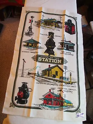 NWT Vintage Kay Dee Linen Towel Down By The Station Train Stations CT VT PA NY • $9