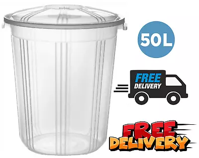 £111.99 • Buy 50 L Clear Plastic Bucket Lid Storage Container Bin Kitchen Animal Feed Pet Food