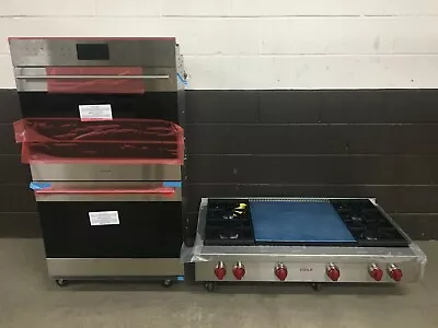 Wolf 30 Double Oven DO3050TE/S/T & Wolf 48 Range Top SRT484DG 4 Burner Griddle • $1