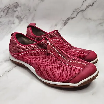 Merrell Lorelei Zip Persian Red Mesh Slip On Flats Hiking Shoes Women's 7 • $27.99