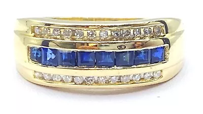 .75 CTW NATURAL DIAMOND & SAPPHIRE Mens Pinky  Ring 14K Yellow Gold • $588