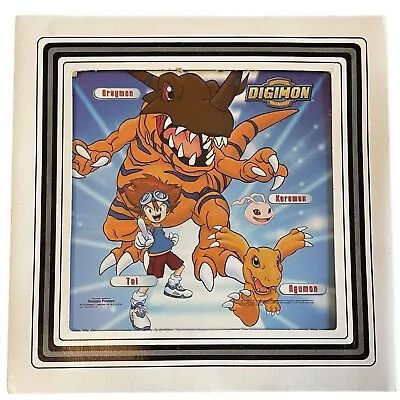 Vintage Digimon Digital Monsters Anime Carnival Prize Glass Sign Square 1999 • $40.47