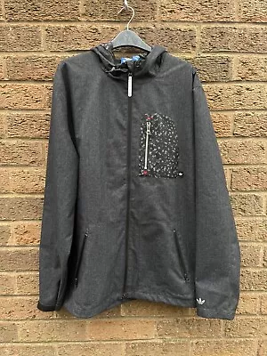 Adidas Originals Men’s Dark Grey Hooded Shell Jacket Animal Print Large L Rain • £4