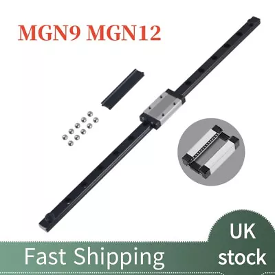 MGN9 MGN12 Linear Rail Guide MGN9H MGN12H Miniature Rail Sliding Block CNC Black • £25.99
