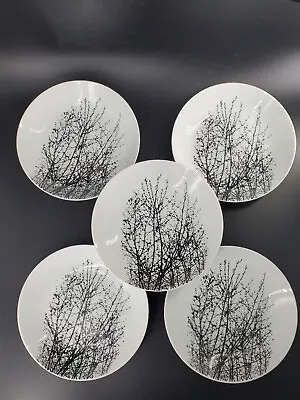 Set Of 5 Vera For Mikasa The Birches Black-L1078 Soup Bowls Japan 7½ X1½  • $82.99