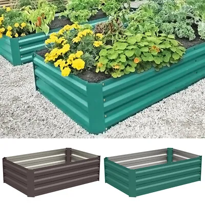 £38.99 • Buy Garden Yard Metal Raised Vegetable Planter Galvanized Box Flower Trough Grow Bed