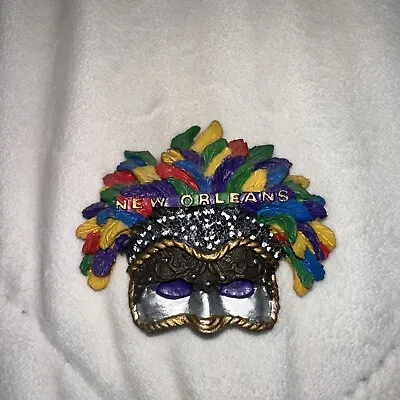 Mardi Gras Feather Mask New Orleans 3D Fridge Magnet Polyresin Souvenir • $7.95