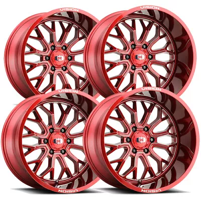 (Set Of 4) Vision 402 Riot 22x10 6x135 -19mm Red/Milled Wheels Rims 22  Inch • $1135.96