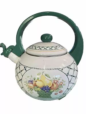 Villeroy & Boch Basket Tea Kettle Pot Enamel Steel Fruits Cottagecore • $39.99