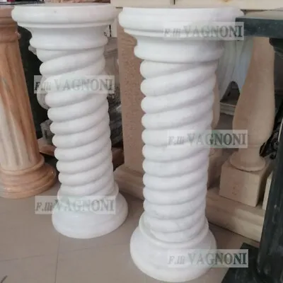 Column White Marble CM 80 Stem On Seed Twist Carrara Marble Carved Columns • £543.39