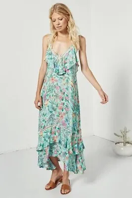 $200 • Buy Spell Sayulita Frill Dress Turquoise XL