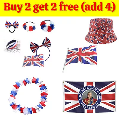 UK Union Jack Flag Hats Shades Headbands Fancy Dress King's Coronation Accessory • £2.84