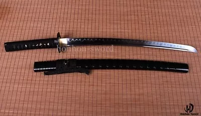 Black Clay Tempered T10 Steel Real Wakizashi Japanese Sword Battle Ready Sharp • $237.36