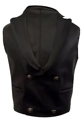Men Steampunk Gothic Style Vest Black Real Leather Heavy Duty Stylish Waistcoat • $99.99