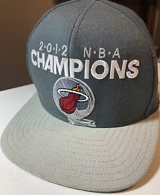 Miami Heat Hat Baseball Cap 2012 NBA Champion Adidas Adjustable Snapback Gray • $12.95