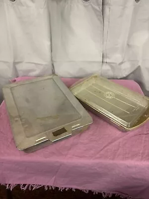 Vintage Mirro Aluminum Baking Cake Pan Slide On Lid 5488M 9x13.x2 & 5002M Pan • $24.99