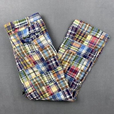 JOS A Bank Pants Mens 36x29 Patchwork Indian Madras Chino Slacks Pleated Vintage • $56