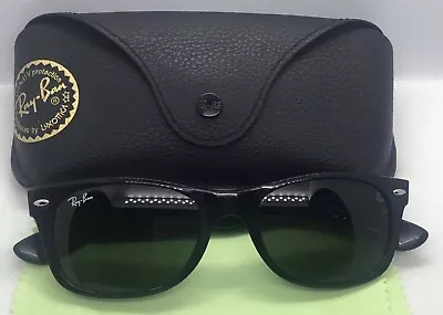 Authentic Ray Ban RB-2132 52mm NEW WAYFARER Shiny Black W/case- Pre-loved NICE • $60