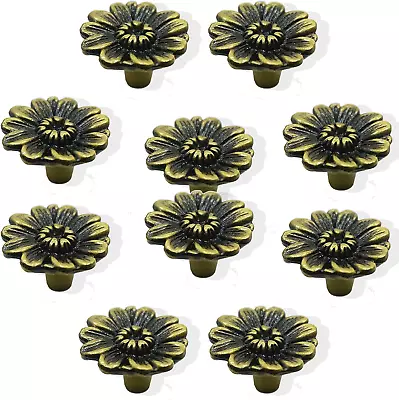 Perphin Cabinet Knobs Vintage Dressers Knobs 10 Pack Bronzed Daisy Floral Drawer • $20.23