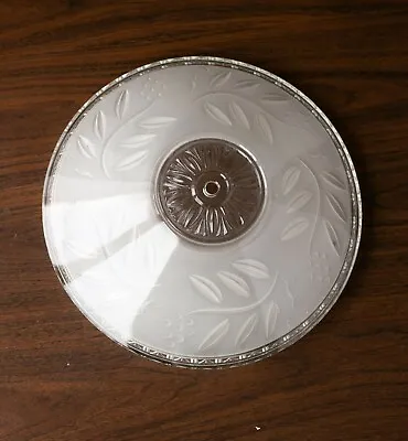 $89.99 • Buy Vintage White Glass Ceiling Light Lamp Shade Leaves Center Hole Art Deco 12 Inch