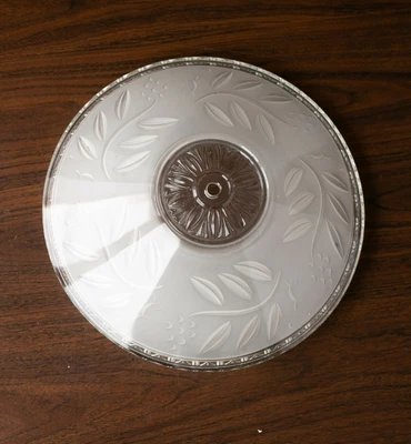$89.99 • Buy Vintage White Glass Ceiling Light Lamp Shade Leaves Center Hole Art Deco 12 Inch