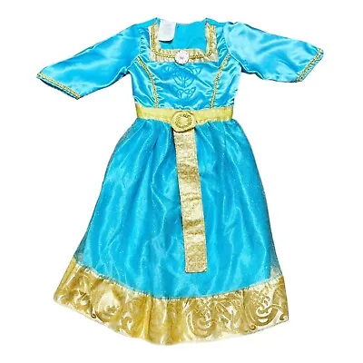 Disney Brave | Girls Size 4-6X Play Dress Merida Blue Gold Sparkly Costume • $15.39